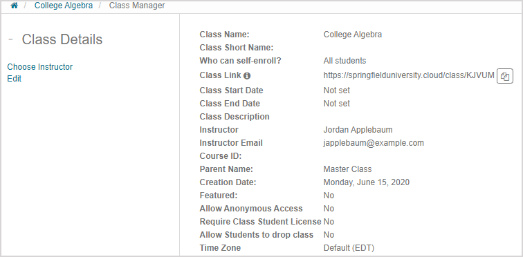 The Class Details pane is shown.